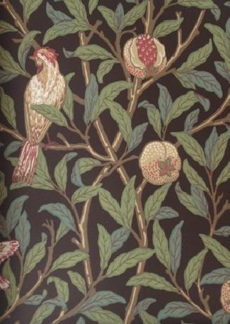 Bird & Pomegranate 212537 Charcoal / Sage wallpaper.