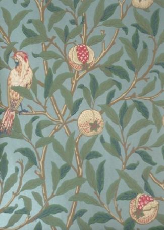 Bird & Pomegranate 212538 Turquoise / Coral wallpaper.