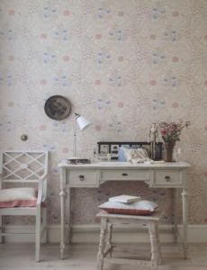 Larkspur Gallery 212557 Manilla / Old Rose wallpaper is shown