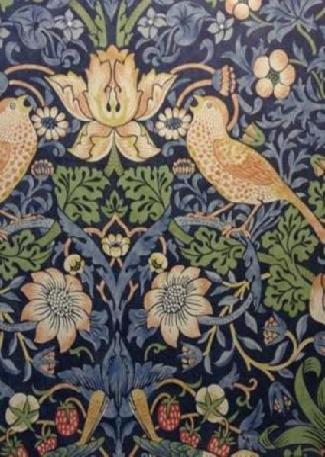 Strawberry Thief Gallery 212564 Indigo / Mineral is the wallpaper shown.