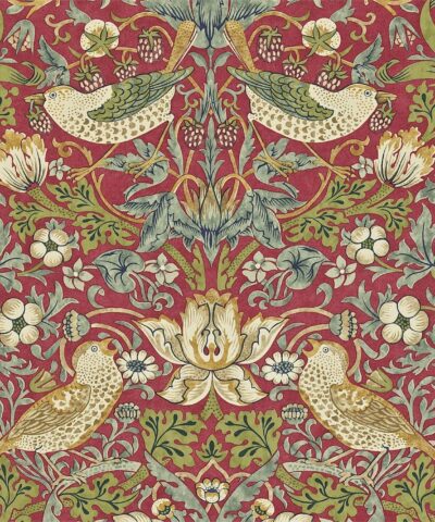 Strawberry Thief 212563 Crimson / Slate wallpaper.