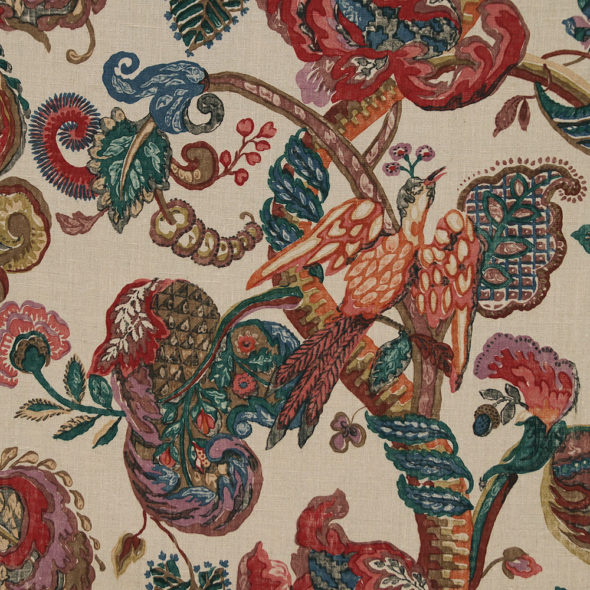Poppingjay Linen Print - Vintage fabric