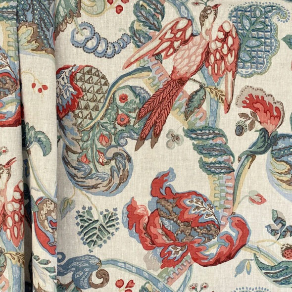 Poppinjay Linen Print - Rosa Mundi fabric